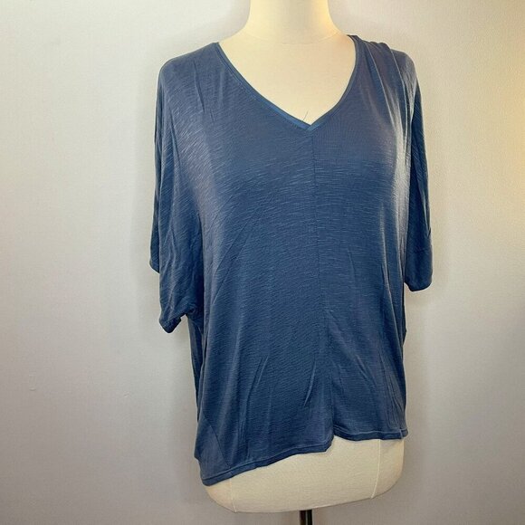 Joan Vass Women's Slate Blue Jersey Knit Assymetrical Top - Size Small - NWT - Picture 1 of 4